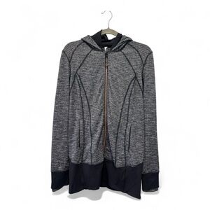 Lululemon Daily Practice Jacket Women’s Black Heathered Full‎ Zip Hooded Size 10